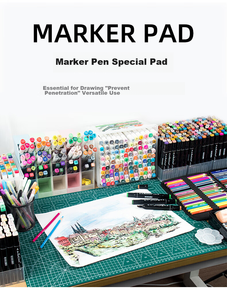Touch Fish Marker Pad for Drawing, A2 Size, PVC Table Mat, Large Art Craft Paper Cutting Board, Non-Slip Double-Sided, A2 Green, 45X60CM 1