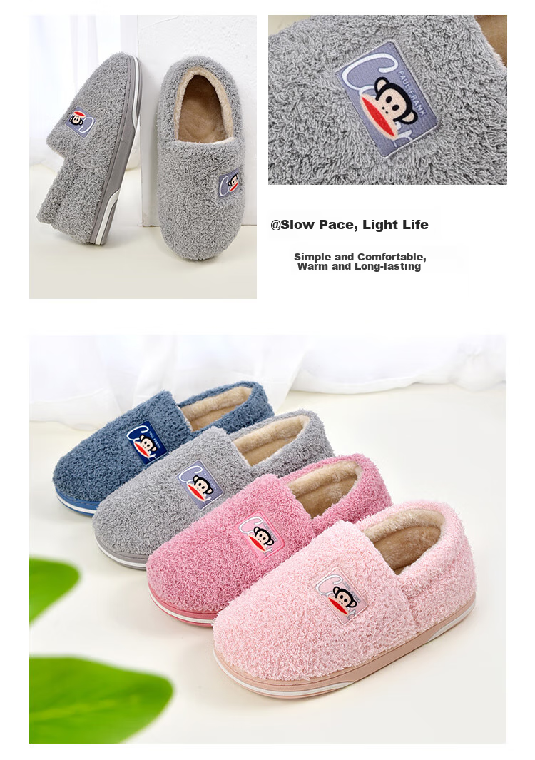 Paul Frank Cotton Slippers for Men, Couples' Fashionable Simple Thick-Soled Home Warm Winter Slippers PF6661 13