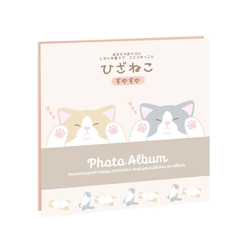 Nakabayashi Cartoon Photo Album DIY Laminated Self-Adhesive Memory Book, 40 Pages, YB-73785 [New Model] Sleepy Cat