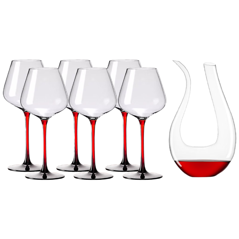 FANKAQI Luxury Crystal Wine Glass Set with Decanter High Stem Red Wine Glasses Gift for Housewarming and Wedding