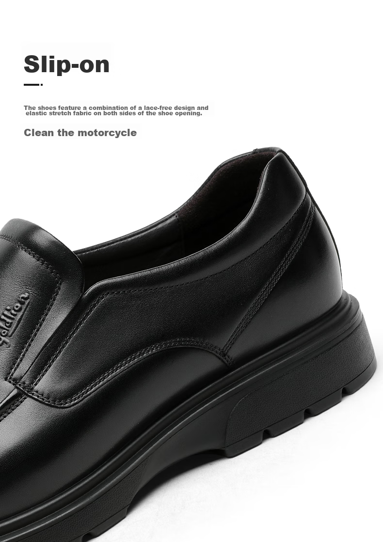 Goldlion Men's Shoes, Urban Fashion Simple Business Casual Shoes, Comfortable Slip-On Loafers, 59623040101A, Black, Size 41 5