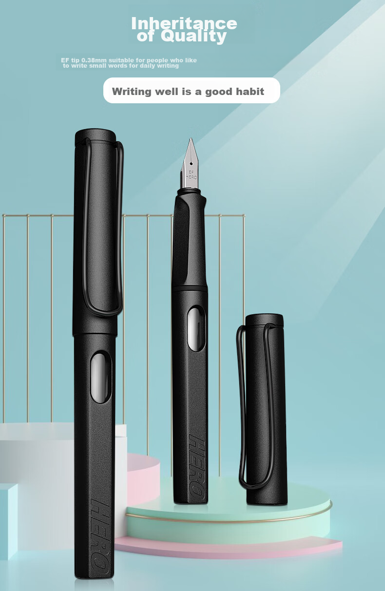 HERO Fountain Pen 359 Ergonomic Design, Soft Black/blue Random Color, EF Nib Thin/Thick Plate Craftsmanship, Student Calligraphy Fountain Pen, Iridium Gold Fountain Pen, Signature Pe 3