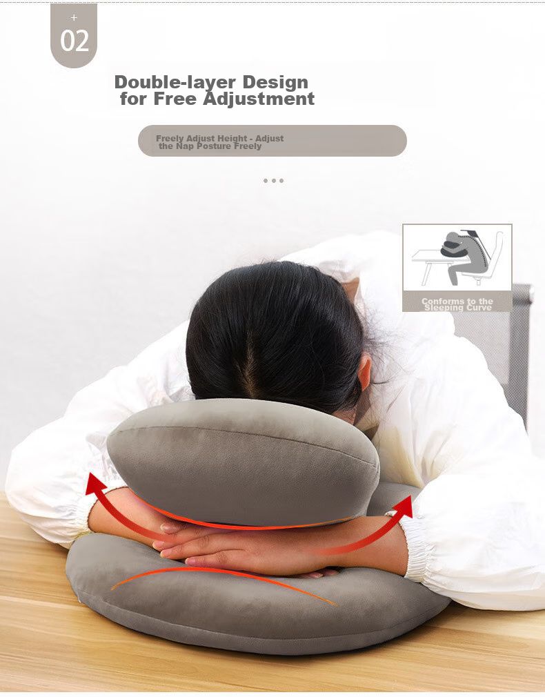 La Torretta Nap Pillow, Office Nap Pillow, Face-Down Pillow, AB-Sided Elementary School Student Cushion, Face-Down Pillow, Gray 7