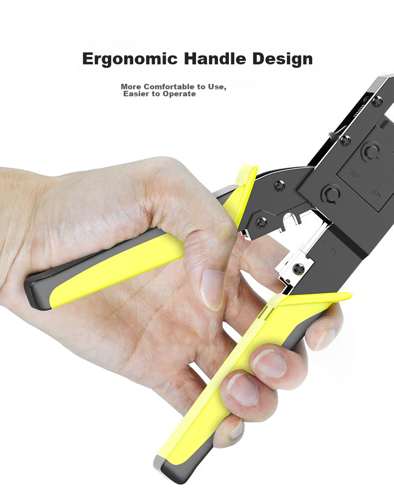 CNCOB Cat6 Ethernet Cable Crimper Set, Labor-Saving Ratchet Spring Design, Dual-Use Stripping And Cutting Pliers, Network Telephone RJ45 Connector Crimping Tool CN-A 9