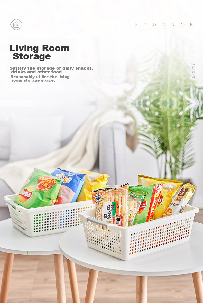 JEKO&JEKO Japanese Plastic Storage Basket, Bathroom Organizer, Toy And Office File Storage Basket, Medium Size, White, Pack of 4 14