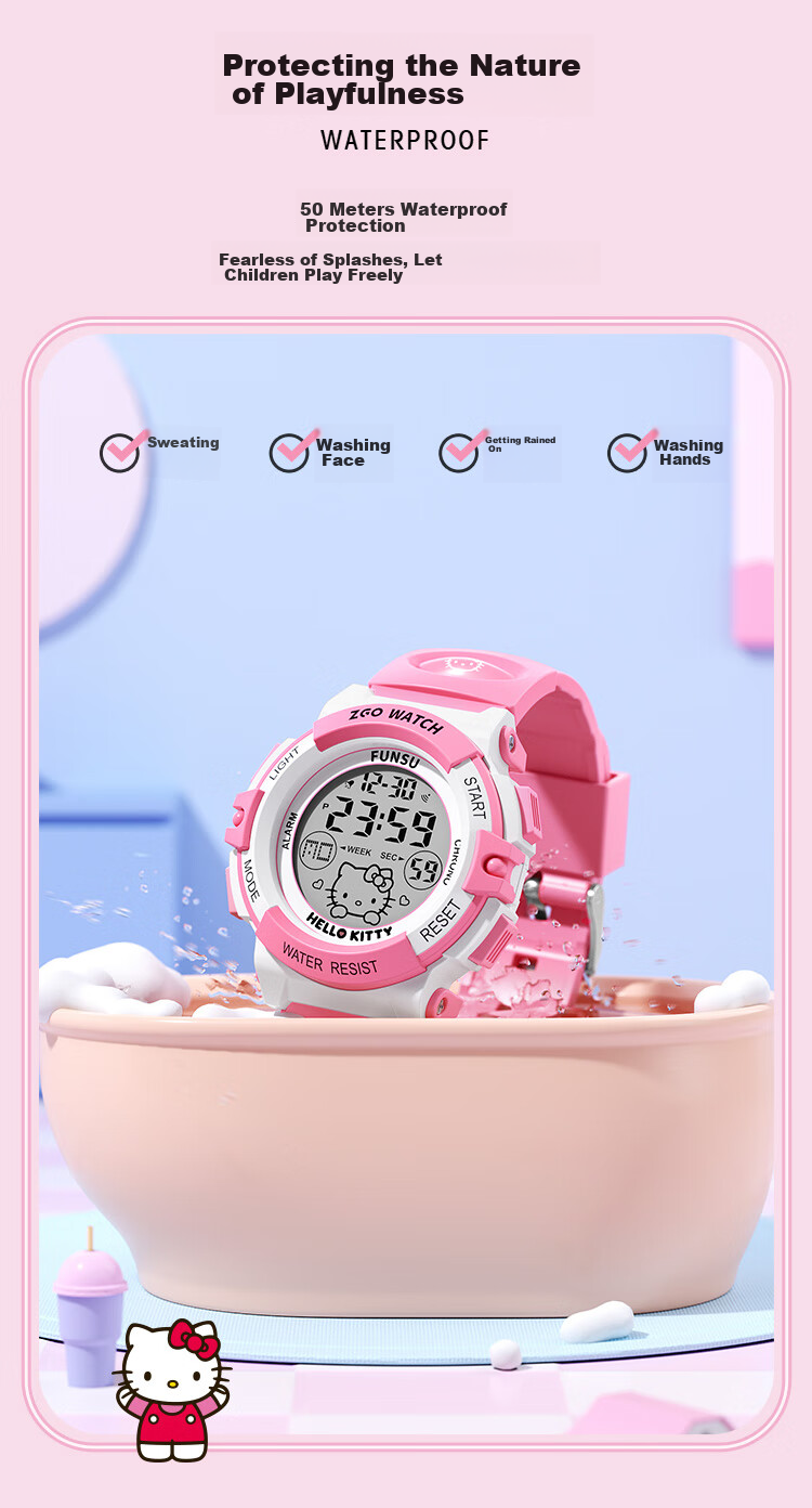 Hello Kitty Children's Watch for Ages 6-12, Time-Telling Electronic Watch for Girls, Cute Watch Specially Designed for Elementary School Students 8