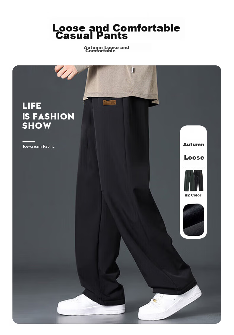 Warrior Casual Pants for Men, Spring And Autumn Loose Wide-Leg Trousers, Versatile Straight-Leg Sweatpants, Men's Athletic Pants 2