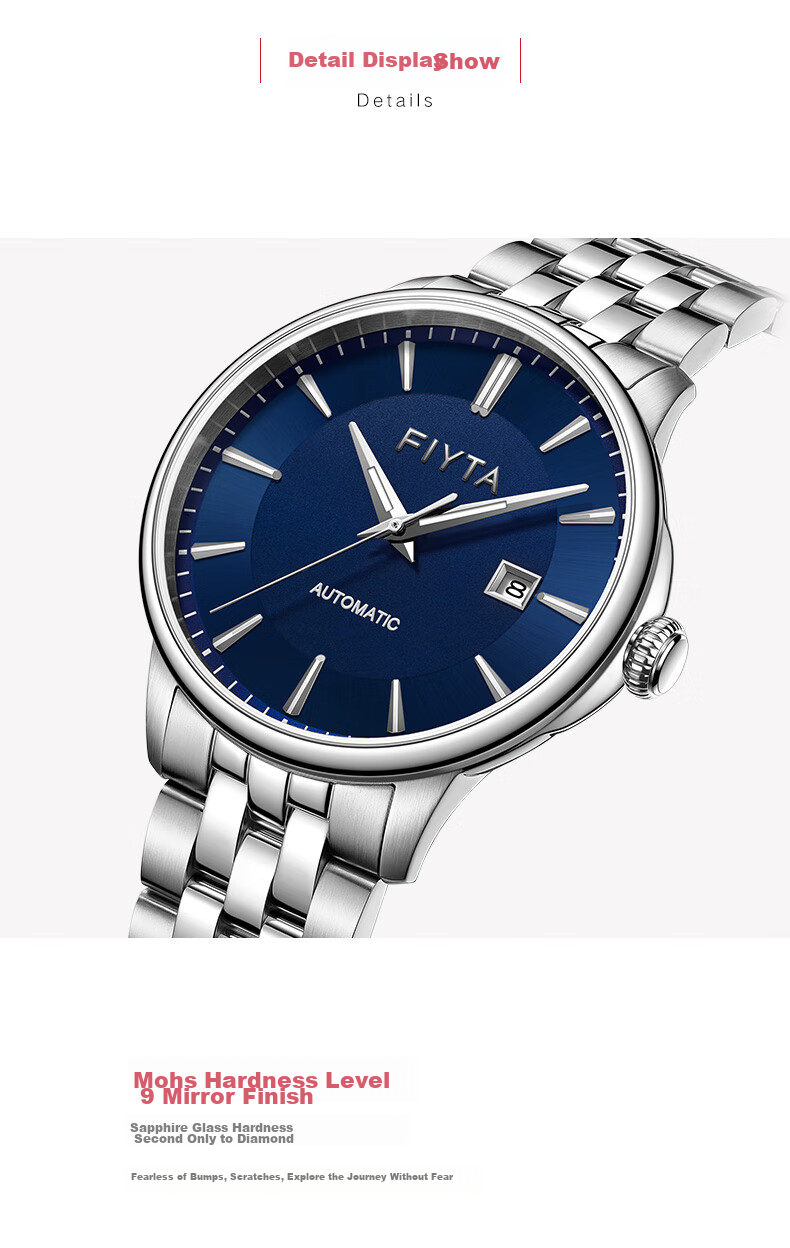 FIYTA Core Motion Series "Wealthy Leader" Automatic Mechanical Men's Watch with Two-Tone Steel Bracelet Holiday Gift for Men 7