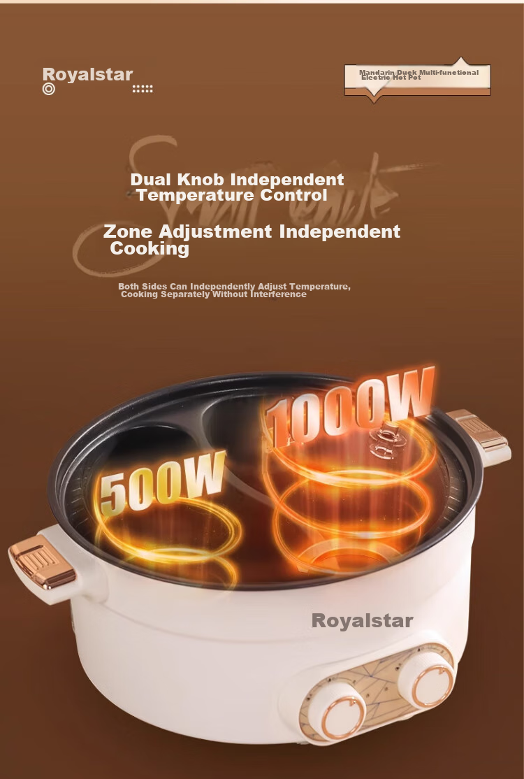 Royalstar Dual-Sided Electric Hot Pot And Wok, Multi-Functional Home Cooking Appliance, All-In Grill, Stir-Fry And Boil Function, 6L Large Capacity Non-Stick Electric Cooker RHG-136B(Y) 9