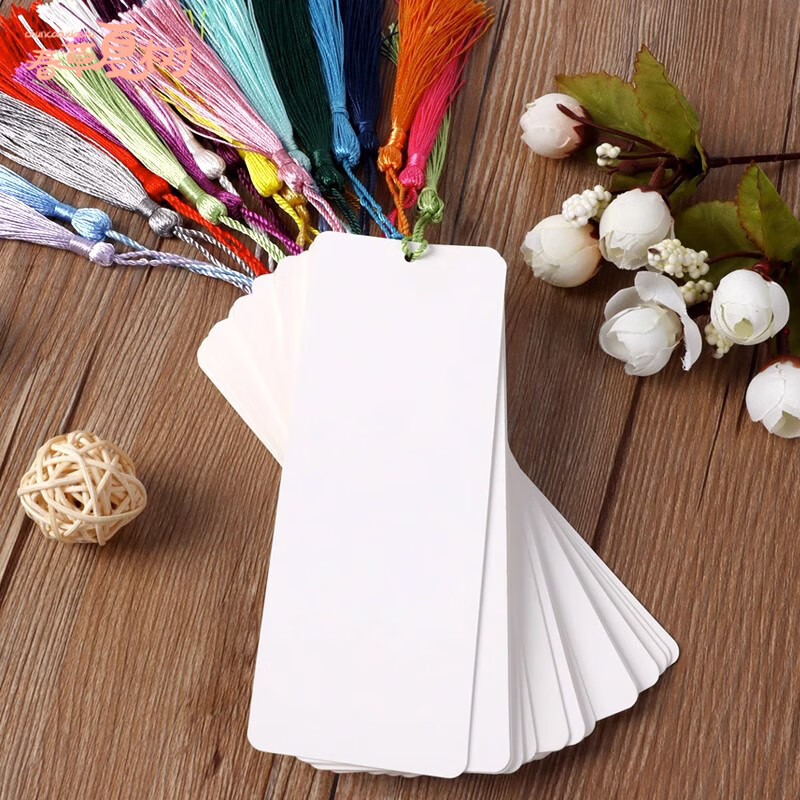 Jinlongxing Blank Bookmark DIY Wish Card Chinese Style Hand-painted Handmade Xuan Paper Tassel Craft Birthday Gift for Classmates Teachers Foreigners