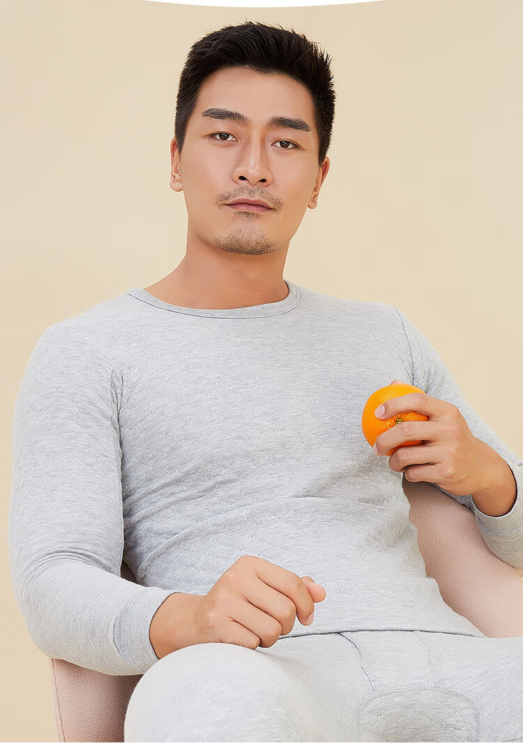 Yiershuang [Triple-Layer Thickened 100% Pure Cotton] Men's Thermal Underwear, All-Cotton Autumn Top, Round Neck Undershirt, Cotton Sweater for Fall And Winter 17