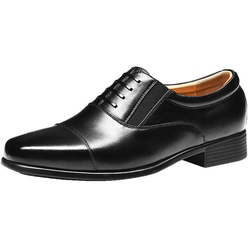 3515 Qiangren Leather Shoes for Men with Three-Joint Design, Business Formal Shoes, Simple Slip-On Men's Leather Shoes, Black, Size 43