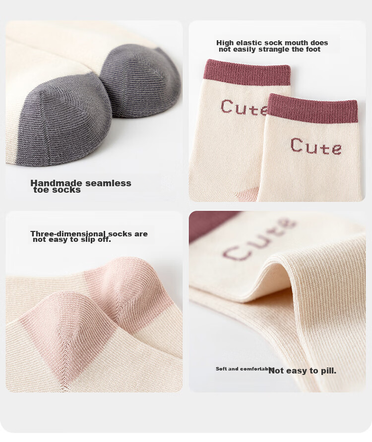 MiiOW Children's Socks, Girls' Mid to Big Kids Cotton Socks, Student Baby Autumn Winter Comfortable Breathable Versatile Casual Mid-Calf Socks 18