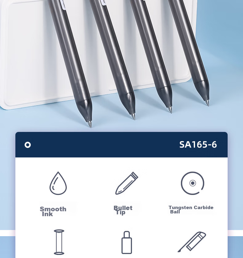 Deli [Best-Selling Product] Stylish Erasable Retractable Gel Pen 0.5mm Bullet Tip Erasable Magic Student Pen Crystal Blue 6 Pens/Box SA165-6 2