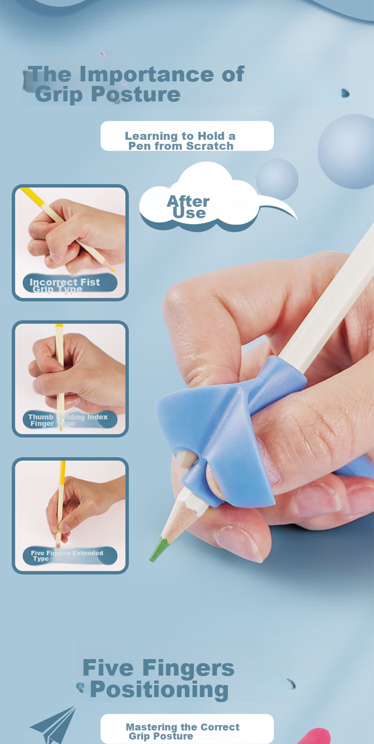 M&G Ergonomic Posture Correction Pen Grip, Kindergarten Writing Aid, Antibacterial Set, APJ99226, 4 Pieces/card 2