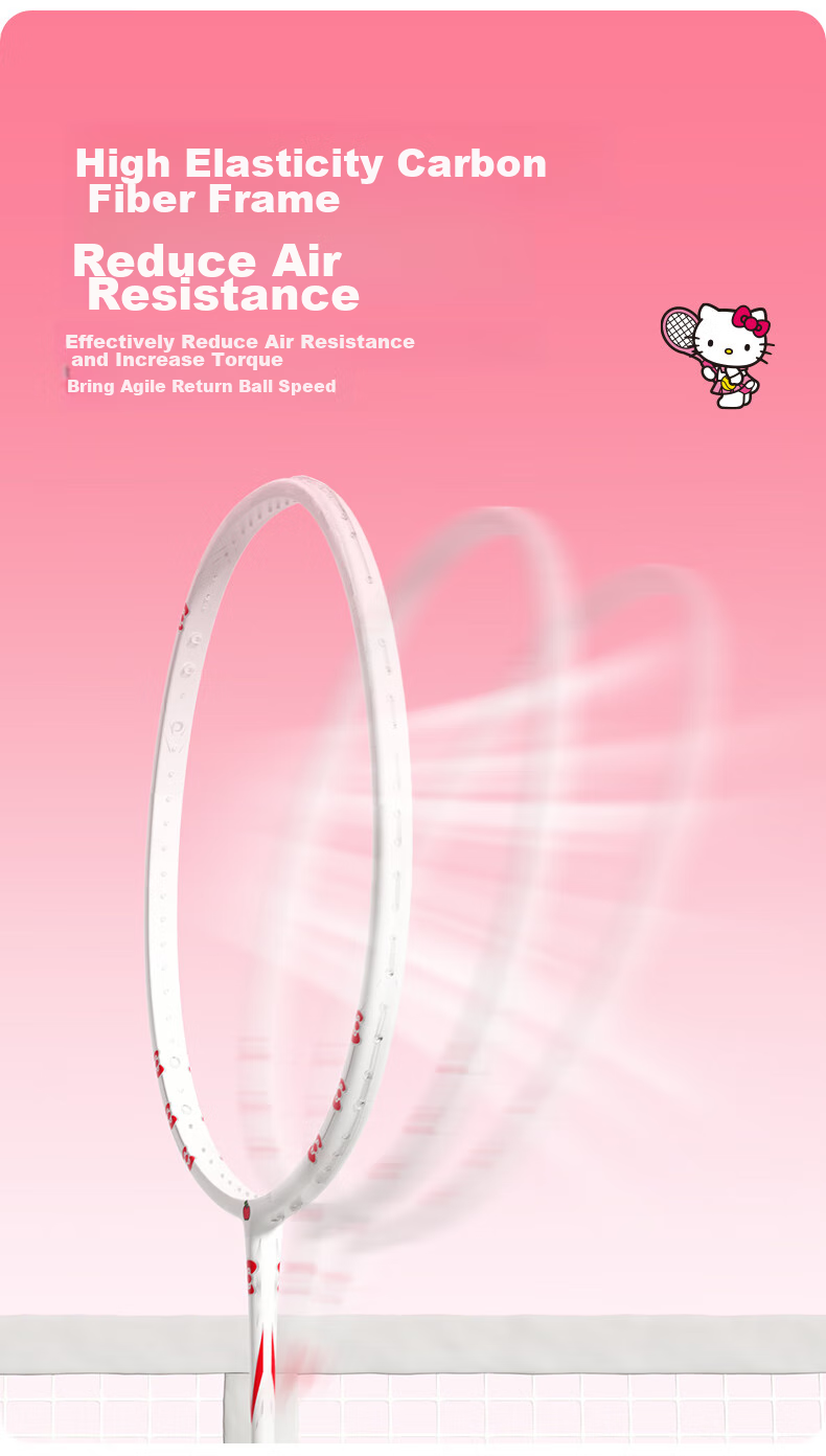 Mesuca Badminton Racket Hello Kitty, Gift for Women, Beginner Training Set, One Pair of Aluminum Alloy Durable Rackets 5