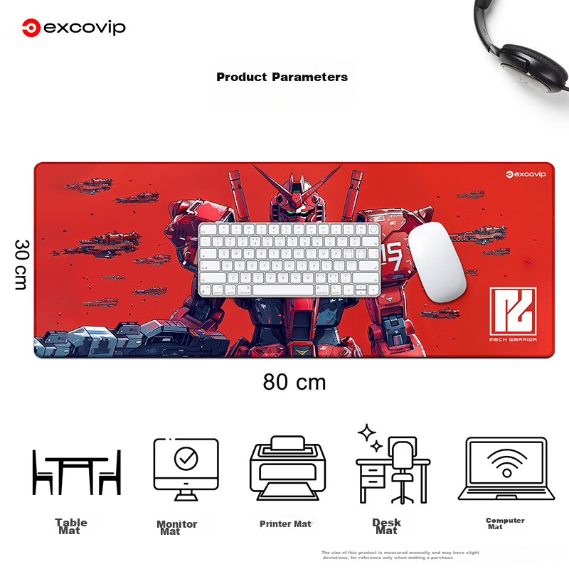 EXCO Red Mecha Warrior Mouse Pad Large Computer Mat Office Desk Mat E-Sports Gaming Cartoon Anime Precision Edge-Locked Keyboard Desk Pad Non-Slip Washable 0260 10