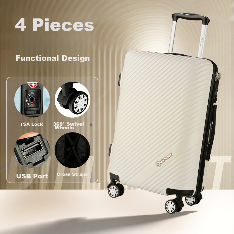 Diplomat 24-Inch Large Capacity Suitcase, Men's Password Lock Cloud Travel Case, Women's Trolley Luggage TC-23253 White