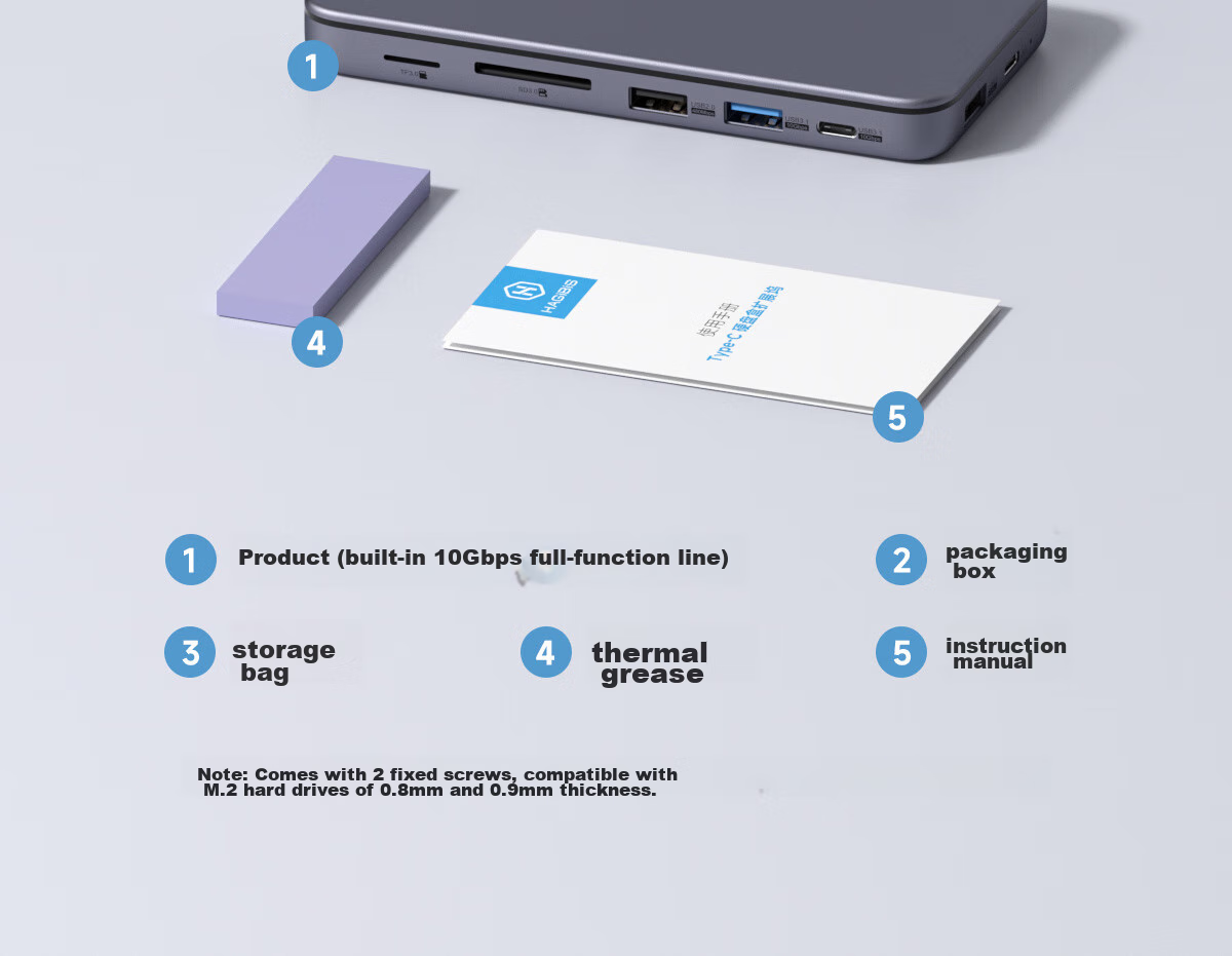 Hagibis Hard Drive Enclosure Expansion Dock, Type-C Expansion Port, USB Multi-Interface Adapter, HDMI Converter, Thunderbolt 4 Compatible, Suitable for Apple Computers, Mac Laptops, M.2 Expansio 36