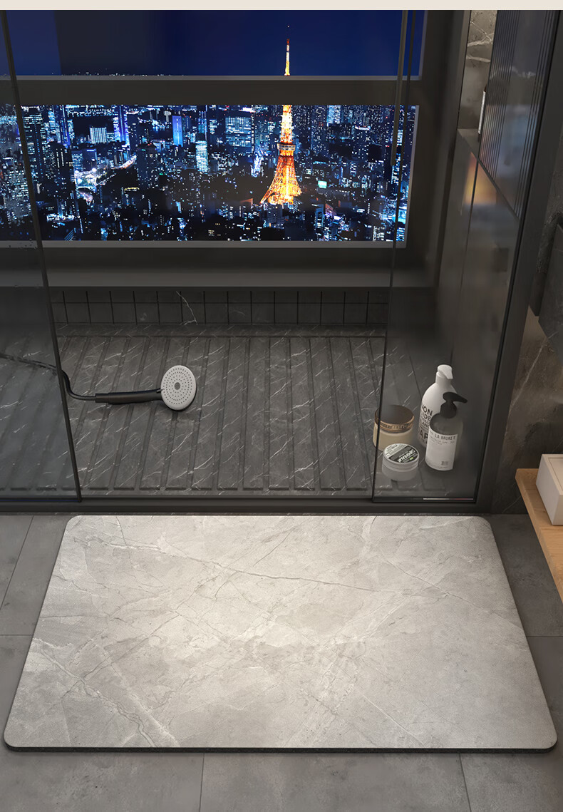 DeXi Absorbent Floor Mat, Bathroom Foot Mat, Non-Slip Mat for Toilet Entrance, Washroom Mat, Bathroom Absorbent Mat, 50x80cm 2
