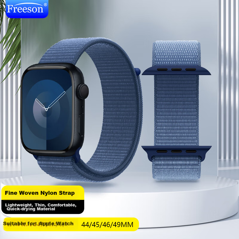 Freeson Compatible Apple Watch Band, Apple IWatch Sports Loop Nylon Strap for S10/9/8/7/6/5/4/Ultra2/se [44/45/46/49MM], Blue