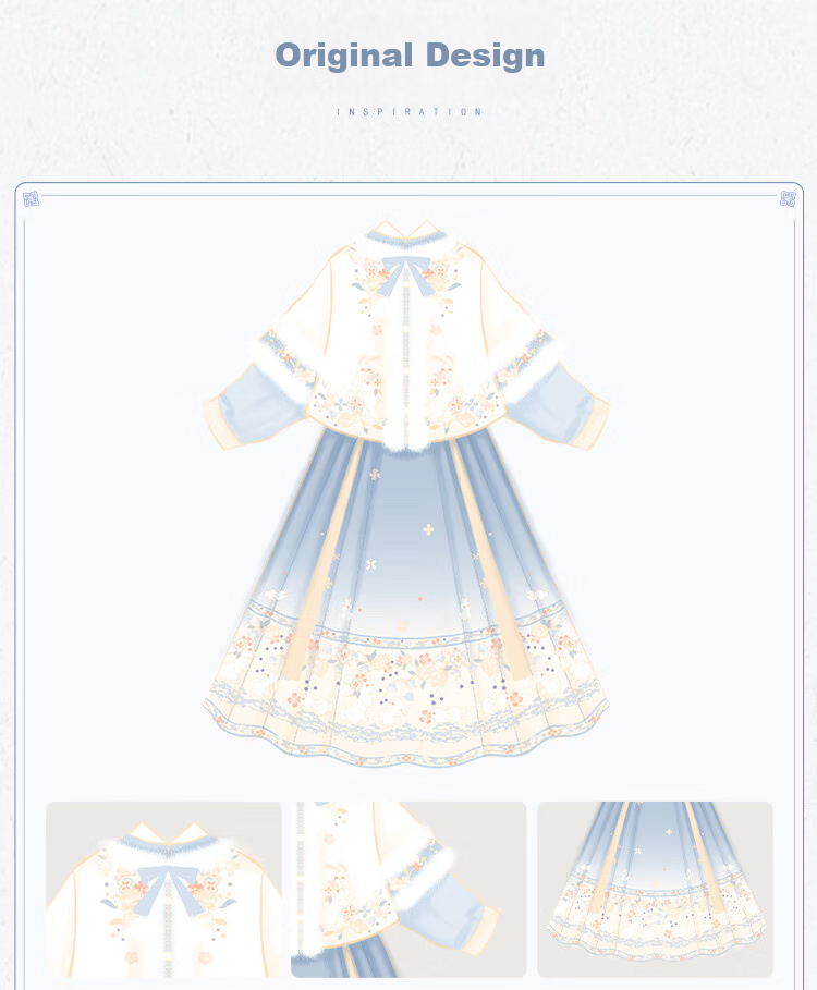 Qibo Girls' New Year Outfit, Winter Children's Hanfu, 2026 New Style Ming Dynasty Greeting Costume, Moon White Star, Size 100 3