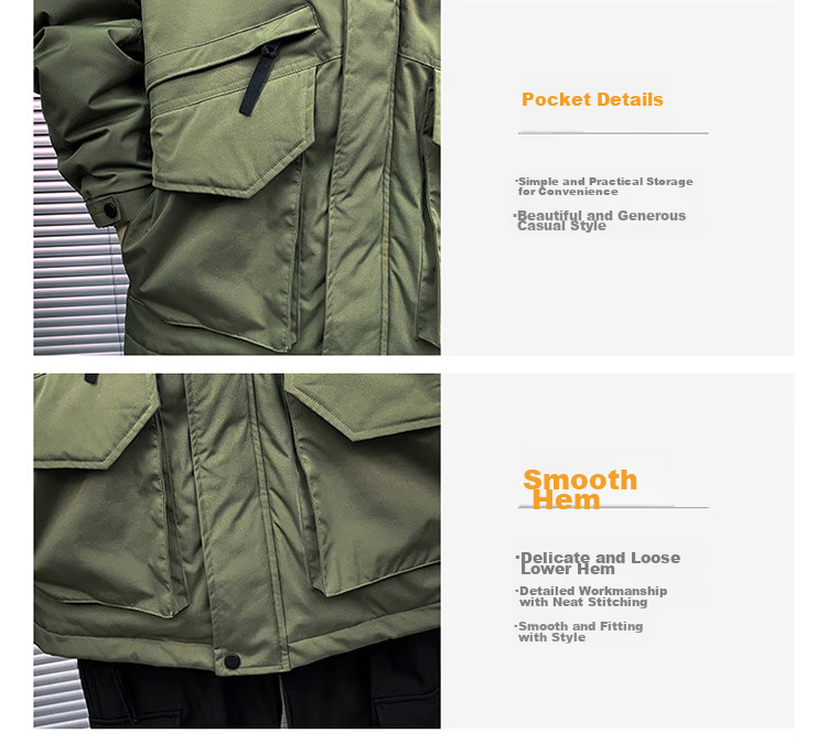 JEEP Men's down Jacket, Winter Warm Casual Workwear Coat, Trendy Menswear, Army Green, 2XL 11
