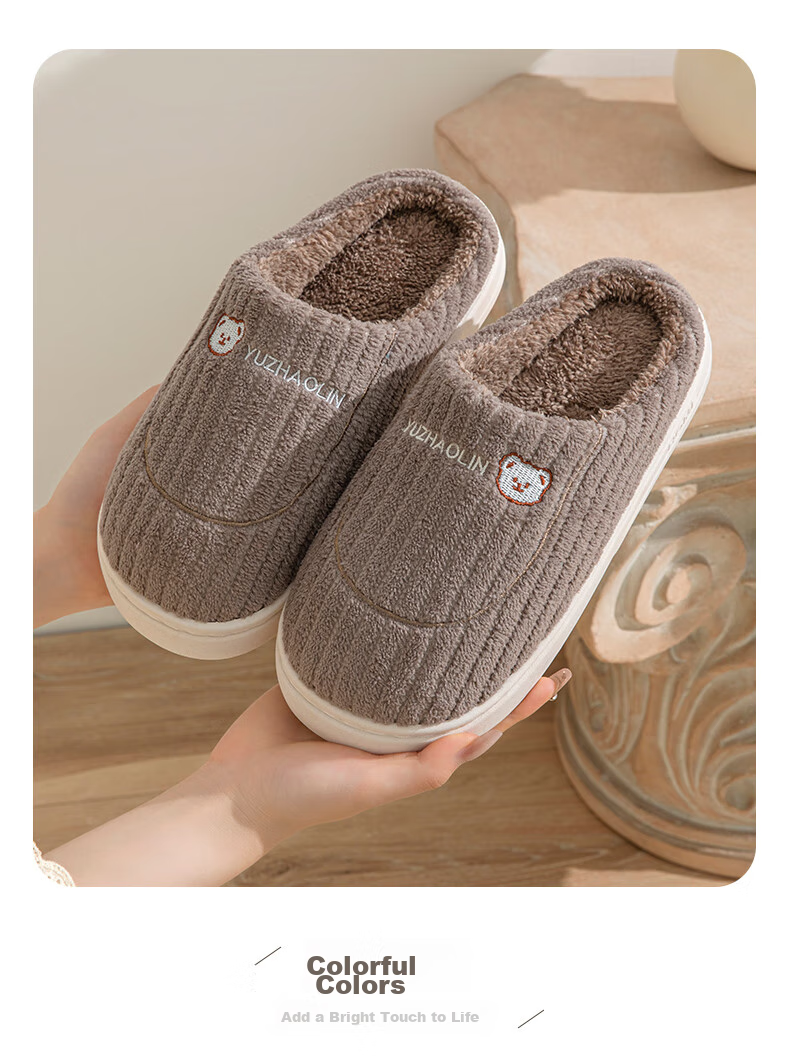 YUZHAOLIN Cotton Slippers Unisex Winter Indoor Thick Sole Soft Warm Postpartum Cotton Shoes YG307 12