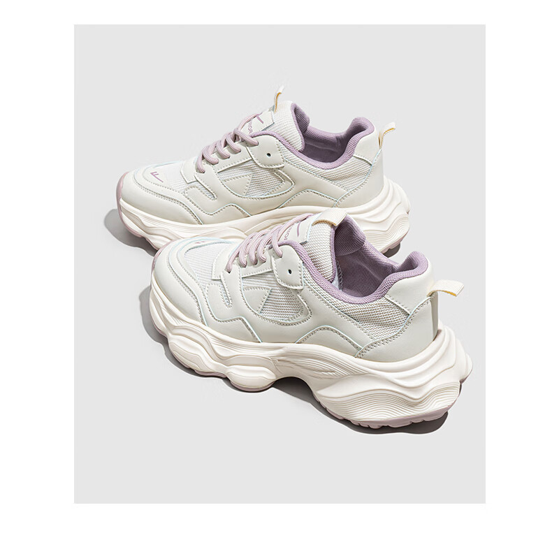 Huili Women's Chunky Sneakers, Mesh Upper Sports Shoes, Ladies' Thick-Soled Breathable Casual Shoes, 3075 White And Black, Size 35 7