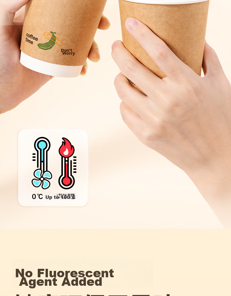 Deli 420ml Paper Cup with Lid/milk Tea Beverage Coffee Cup, Disposable Double-Layer Thickened Water Cup, 50 Sets, LL219 6