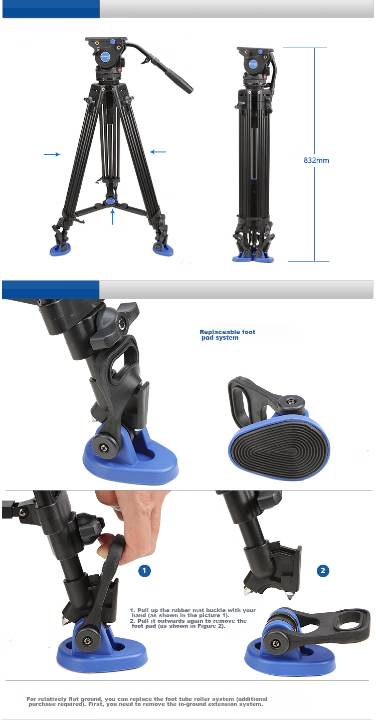 Benro BV6 Professional Camera Tripod Kit with Dynamic Balance Damping, Adjustable Dual Tube Tripod with Hydraulic Head 10