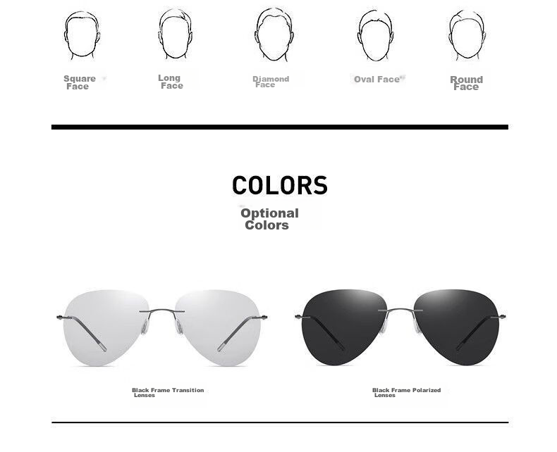 LESCA LUNETIER Ultra-Light Frameless Polarized Sunglasses for Men, Driving-Specific Non-Fading Driving Glasses, Fishing And Pilot Round Sunglasses 14