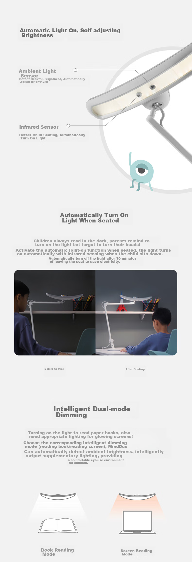 BenQ MindDuo Eye-Protection Desk Lamp for Students, Full Spectrum, Children's Study And Reading, Simple Silver Desig 5