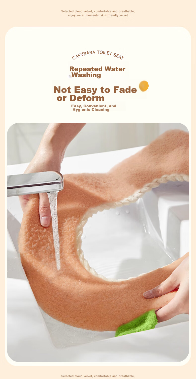 Baicaoyuan Toilet Seat Cover, Thickened PU Leather, Soft And Washable, Adhesive Padded Toilet Seat Cushion, Cloud Velvet, All-Season Universal Toilet Seat Cover Ring 7
