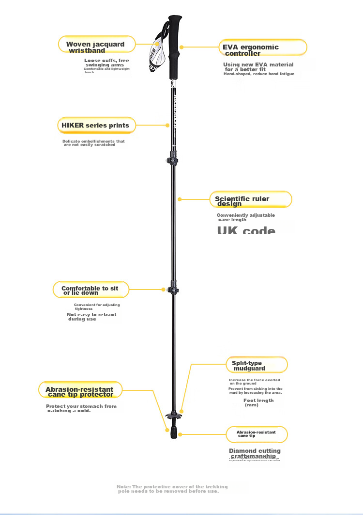 Pelliot [Light Wing AL] Hiking Pole, Adult Outdoor Telescopic Climbing Cane, Trekking Walking Stick, 166036025 Gree 7