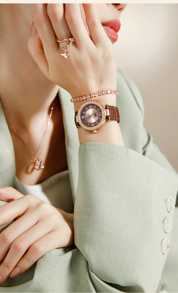 Lee Women's Watch, Simple Leather Strap, Compact Vintage Light Luxury Quartz Watch, Birthday Gift, 2026 New Model M498, Brow 4