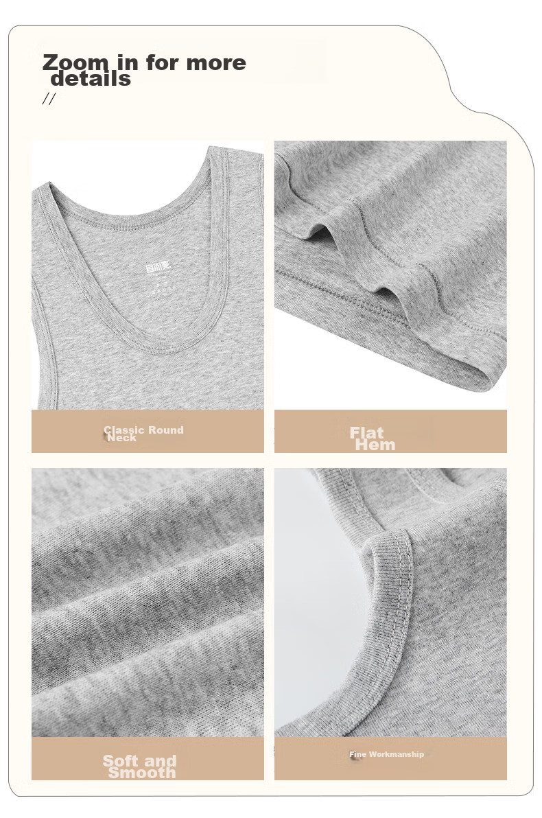 Yiershuang [100% Cotton, 3-Pack] Men's Ribbed Pure Cotton Sports Tank Top Undershirt 11