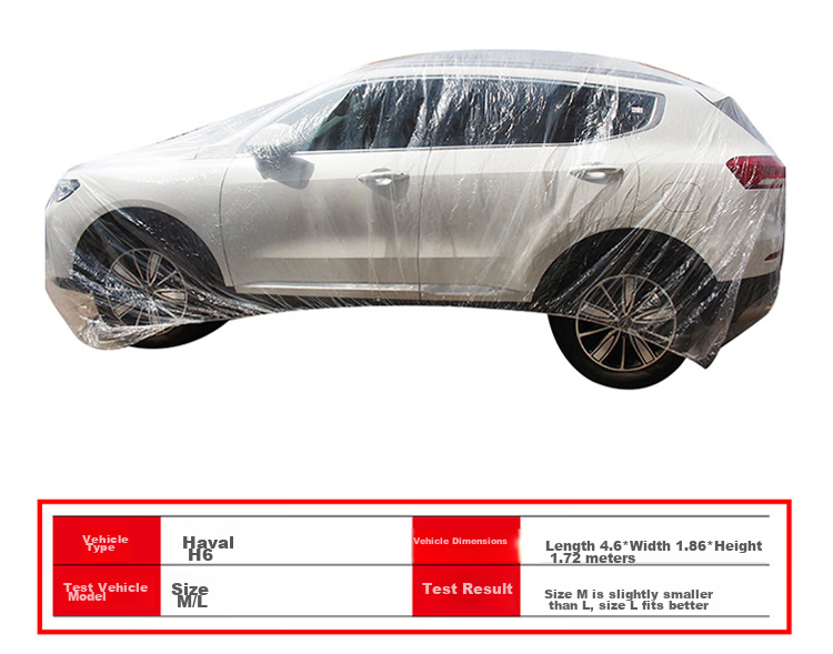 BWNK Disposable Car Cover, Waterproof And Dustproof, Plastic Transparent Car Cover, Thickened M Size [Compact Sedan] 5
