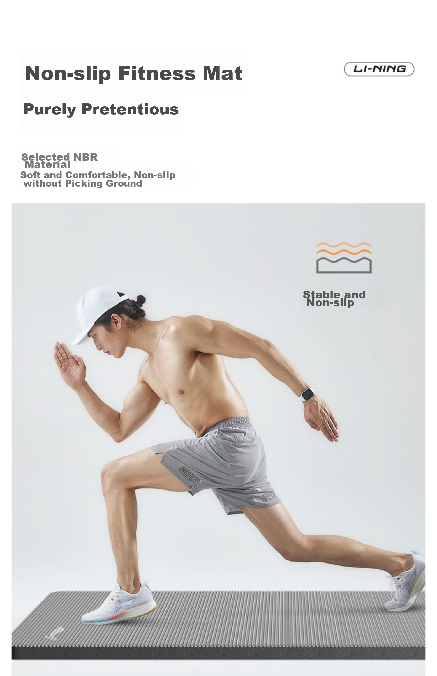 Li-Ning Yoga Mat for Men, Thickened Professional Wide Non-Slip Exercise Fitness Mat, Shock-Absorbing Soundproof Home Workout Mat for Sit-Ups And Exercises 11