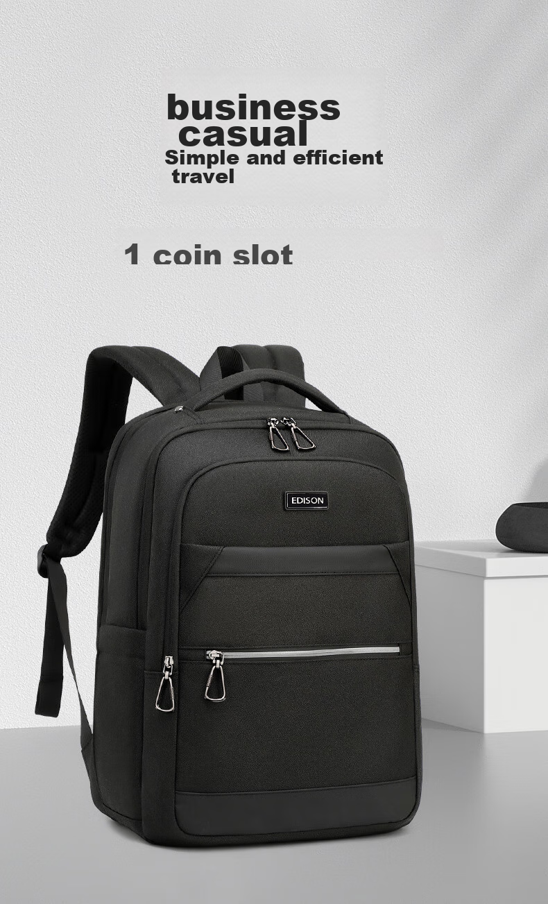 Edison Men's Backpack Business Travel Commute Laptop Bag Water-Resistant Backpack E02-2 Gray 2
