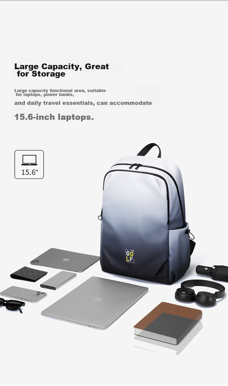 GOLF Backpack for Men And Women, Travel Laptop Bag, 15.6-Inch Computer Backpack for Students, Gradient Cycling Sports Backpack 8