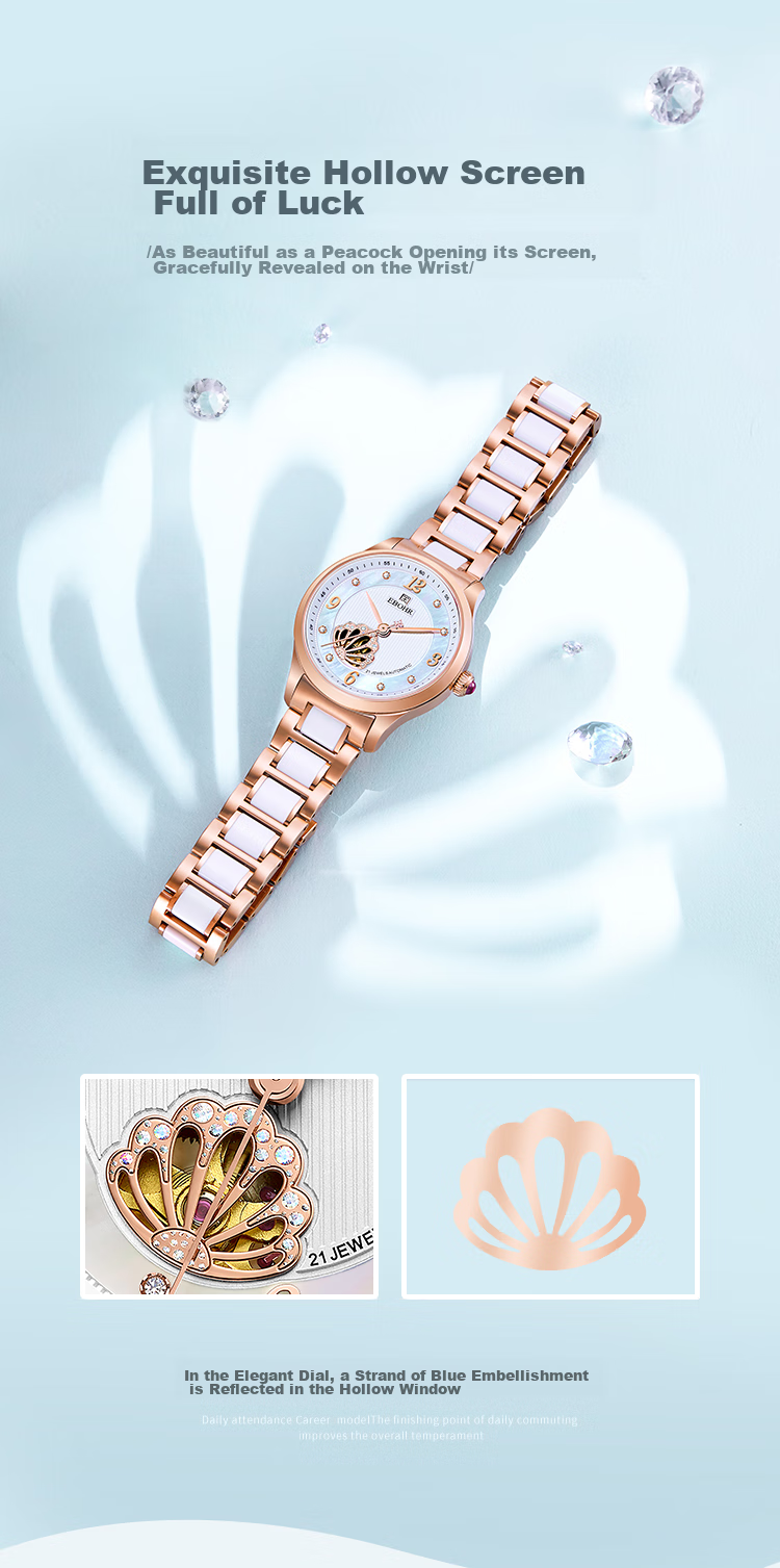 EBOHR Women's Watch, Shell Skeleton Ladies Mechanical Watch, Birthday Mid-Autumn Festival Gift, 50690121 for Girlfriend 6