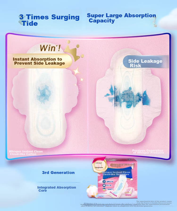Hushubao [Quick-Drying Cloud-Soft] Sanitary Napkins, Heavy Flow Daytime Use, 284mm, 12 Pieces, Cloud-Feel Cotton Menstrual Pads, Ultra-Thin Breathable, Self-Operated 5