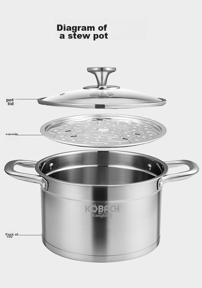 KOBACH 304 Stainless Steel Soup Pot, Double-Handled Stew Pot with Visible Lid, 22cm, Compatible with Induction And Gas Stoves, TOUC22A1 9
