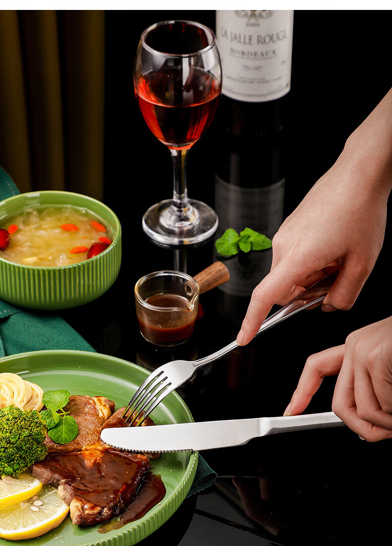 Guangyi Stainless Steel Western Cutlery Set, Steak Knife Fork Spoon Set, 24-Piece Combination Pack for Six People, GY7564 16