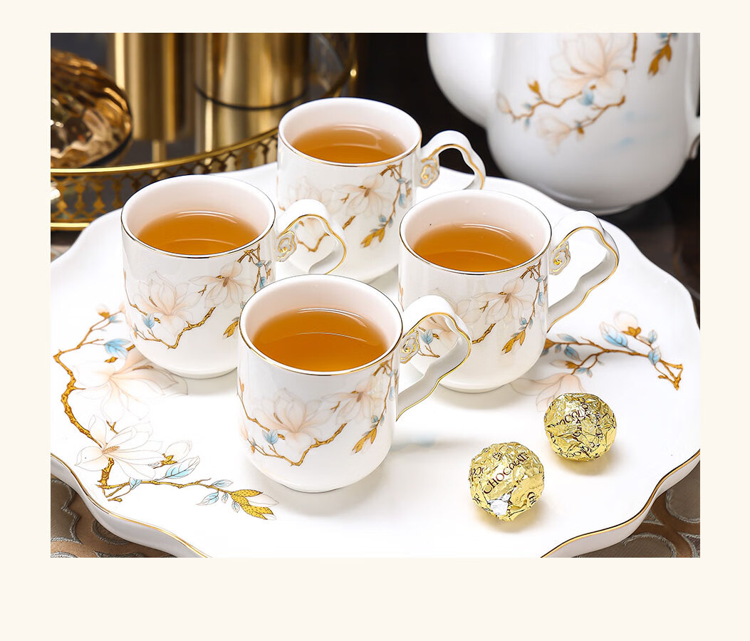 Zhengye Light Luxury Ceramic Tea Cup Set New Chinese Style Home Housewarming Gift 3