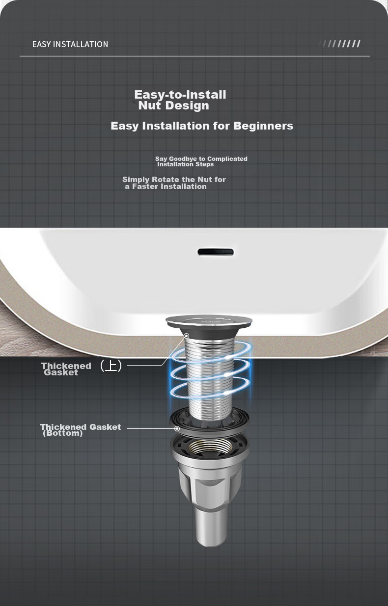 ARROW Sink Drain Pipe, Basin Drain Kit, Washbasin Drainage System, Sink Drainage Pipe, Anti-Odor 9