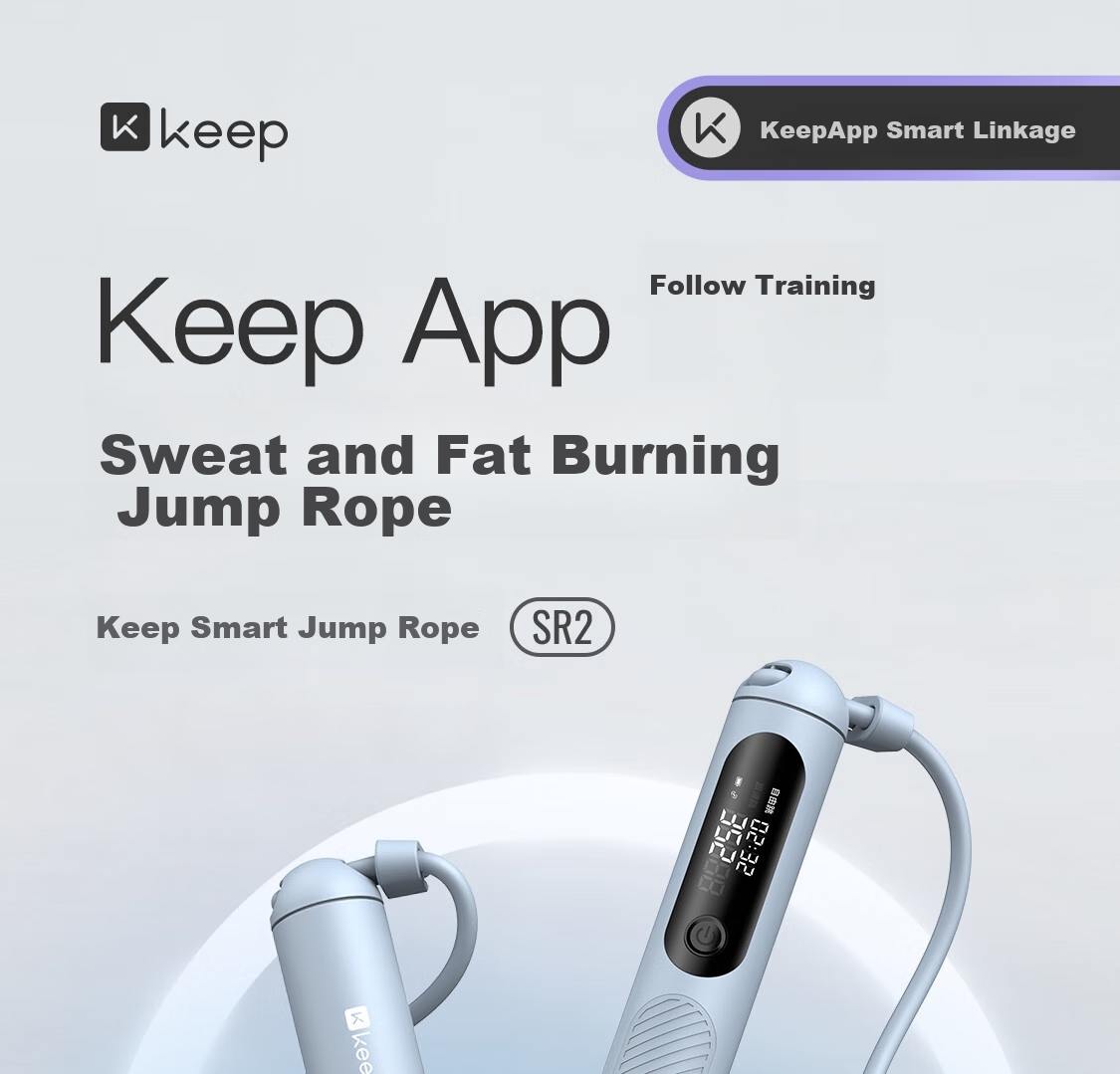 Keep Smart Jump Rope Counter SR2 for Adults, Fat-Burning Weighted Training, Student Exam-Specific, 40g Large Ball in Smog Blue 3