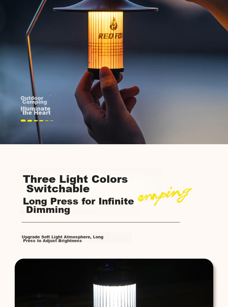 E-Rover Multi-Functional Camping Light, Outdoor Tent Light, Long Battery Life, Ambient Light, Illumination Tent Light, USB Rechargeable 4