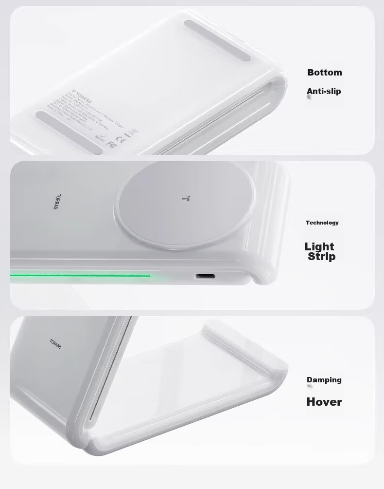 TORRAS Apple Wireless Charger for IPhone 16 Pro Max, AirPods, Earphones, IWatch, Three-In MagSafe Magnetic Fast Charging 15W 22